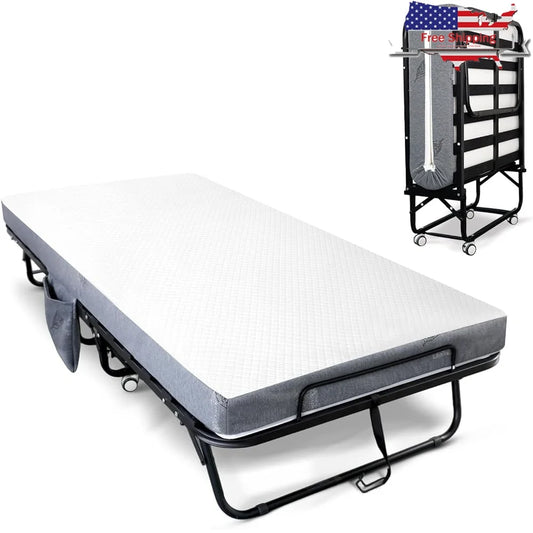 Portable Folding Bed with Mattress Rollaway Guest Bed - Ultimate Objects
