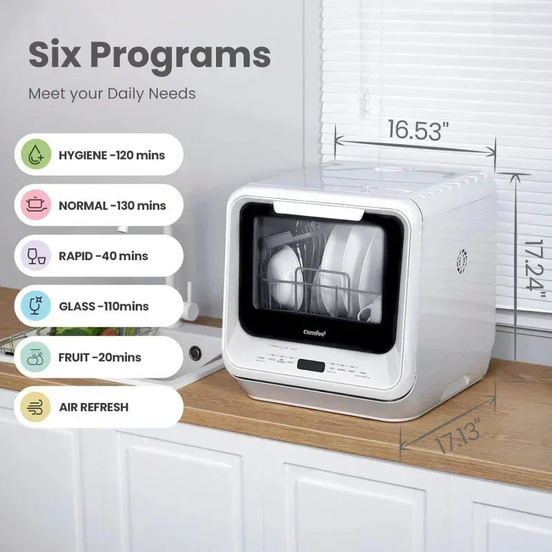 Portable Countertop Dishwasher 5L Tank No Hookup 360 Spray