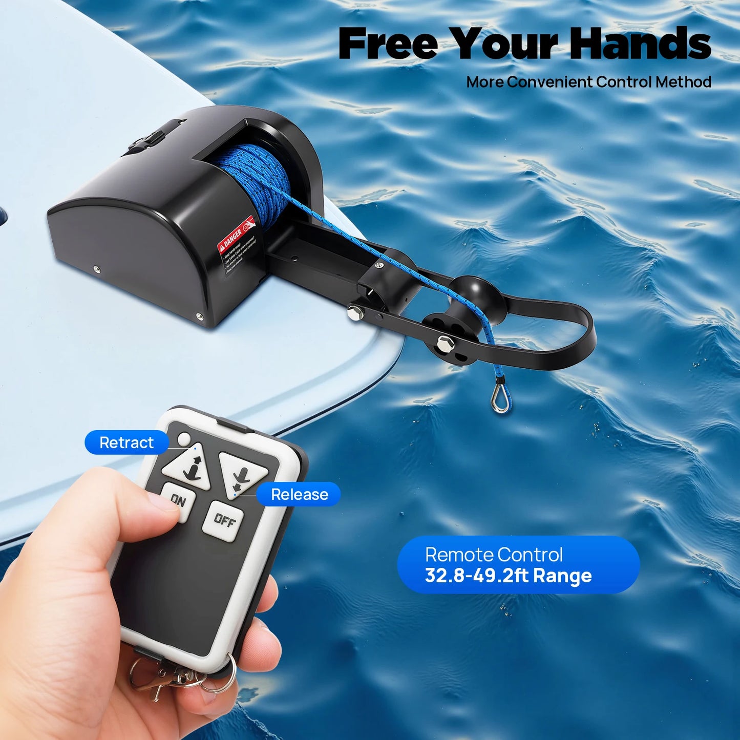 35 Lbs Boat Electric Anchor Winch 12V Windlass Kit Remote