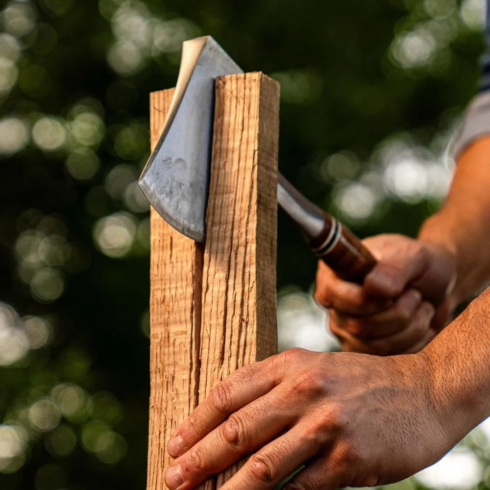 Sportsman's Axe 14 Inch Camping Hatchet with Forged Steel Construction and Genuine Leather Grip