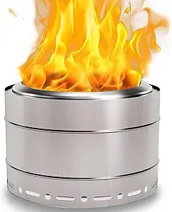 22 Inch Smokeless Fire Pit with Carry Bag Stainless Steel Outdoor Firepit Wood Burning Fire Pits for Camping and Bonfire