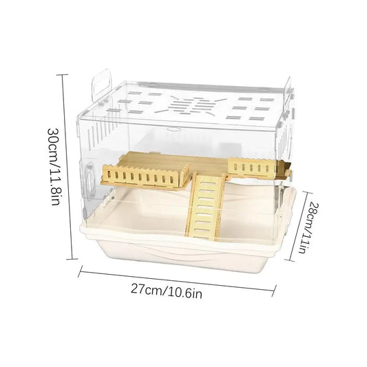 Acrylic Hamster Cage Wooden Small Animal 2 Layer House