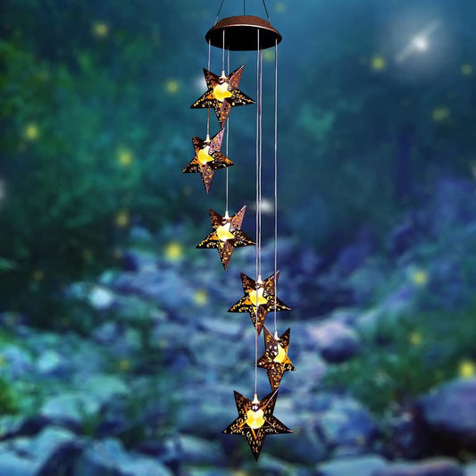 Solar Wind Chimes With Sun Moon Star Lights Outdoor Decor