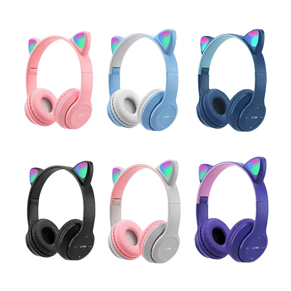 Wireless Cat Ear Headphones Bluetooth Glow Light For Kids