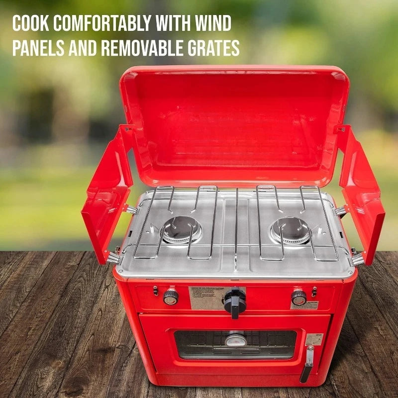 New-Powered 2-Burner Stove & Oven with Carry Bag Portable Propane - Ultimate Objects