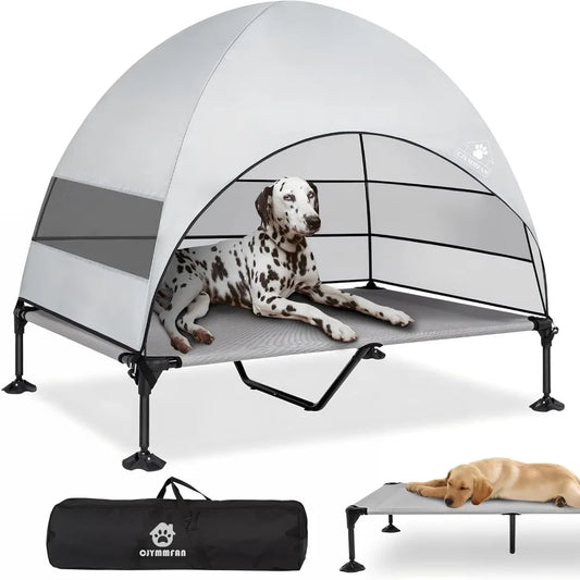 Elevated Dog Bed With Upgraded Canopy And Portable Pet Cot