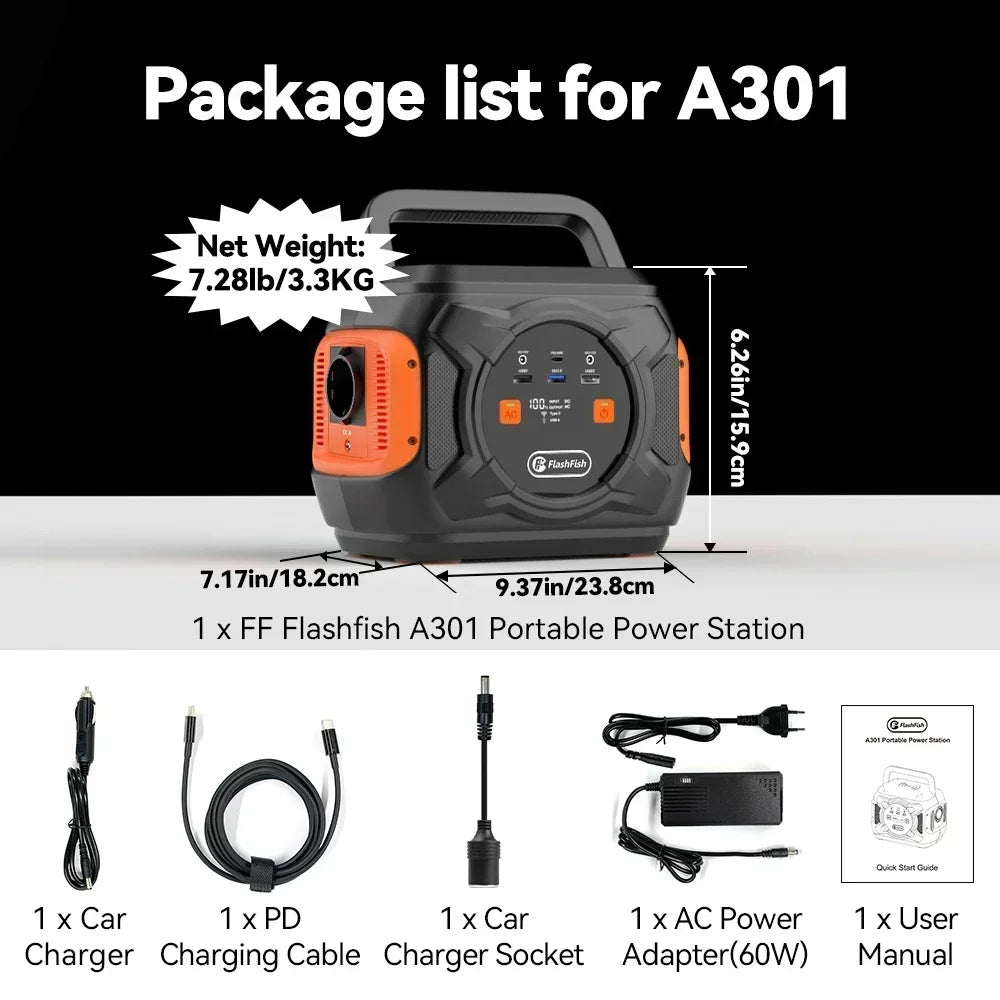 80A Portable Power Station 292W Emergency Solar Generator Battery Pack Wireless Charging for Camping Laptop RV