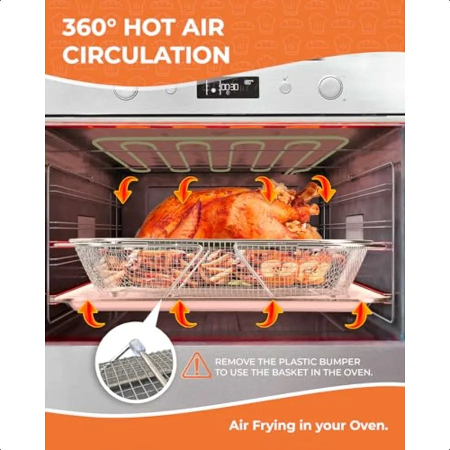 Deep Air Fryer Basket Set For Oven 3 Piece 304 Stainless