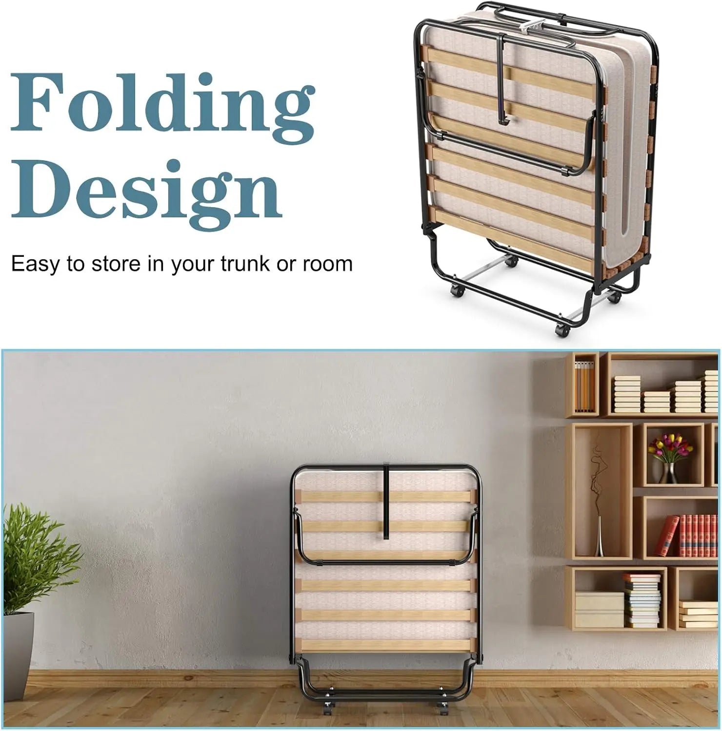 Folding Bed with Mattress, Rollaway Guest Bed Portable Sleeper - Ultimate Objects