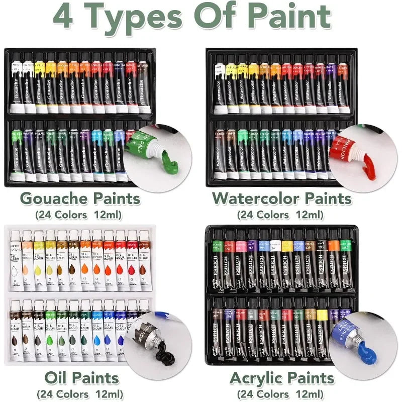 Deluxe 166 Pcs Artist Painting Set 96 Paints All Mediums