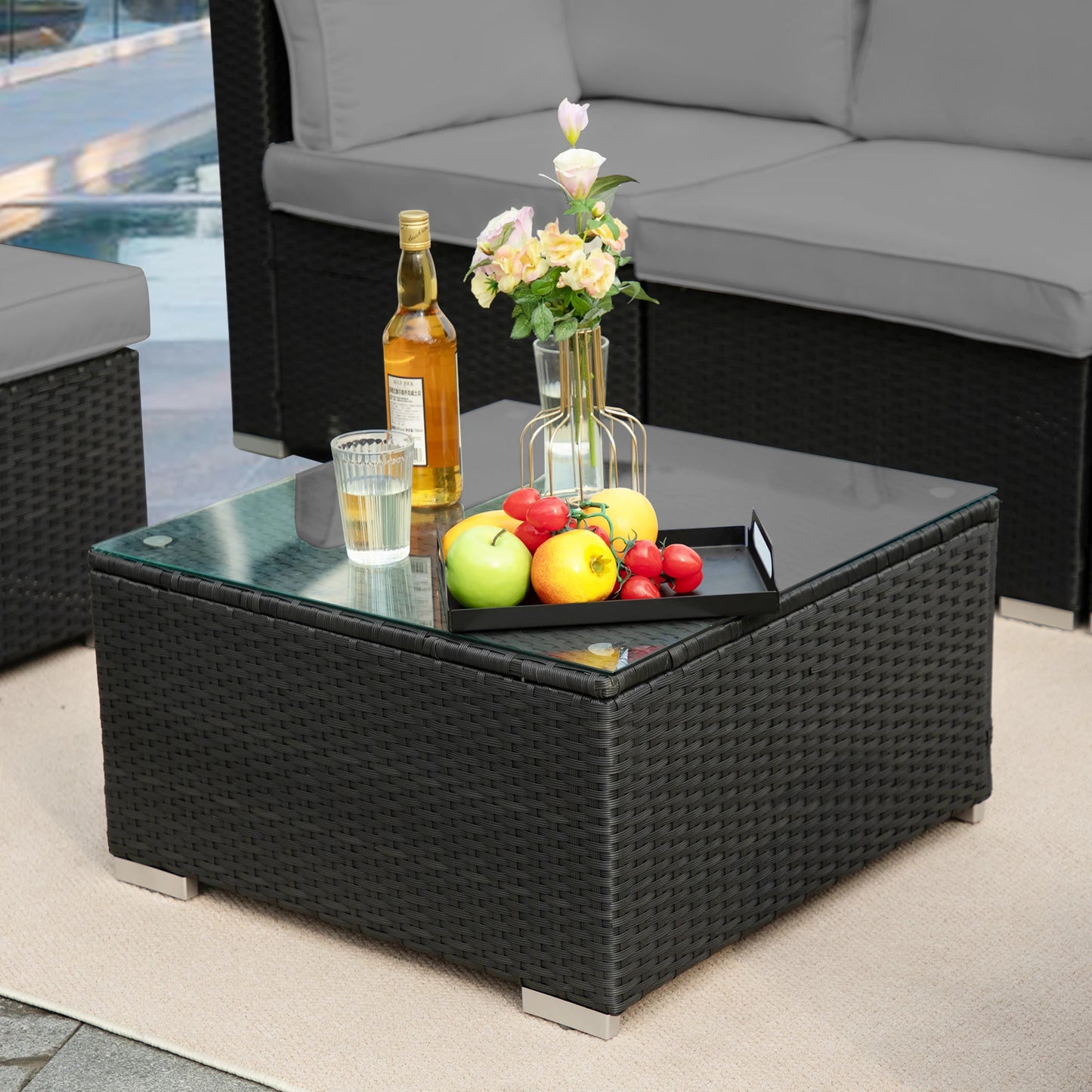 Outdoor Naga Bahna Patio Furniture 8 Piece Sectional Sofa