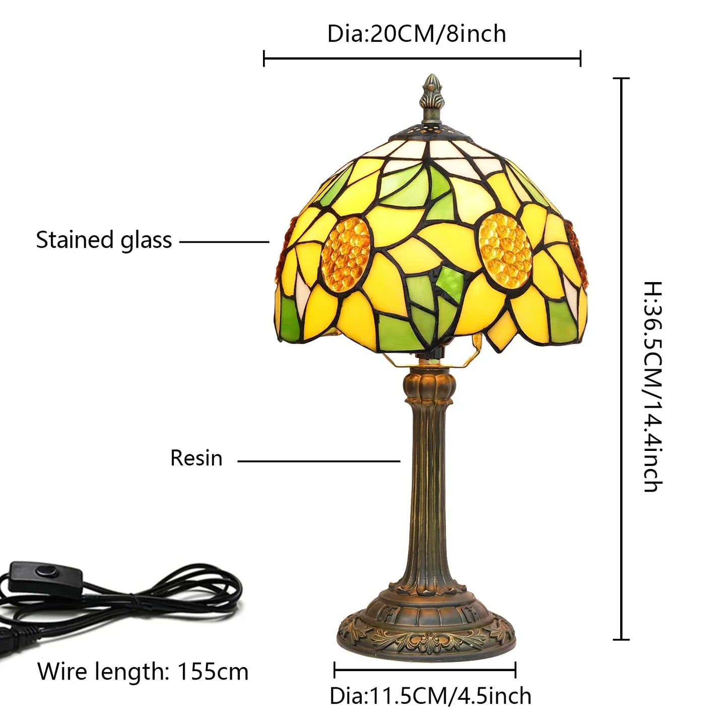 Eight Inch Tiffany Dragonfly Desk Lamp Stained Glass Bedside