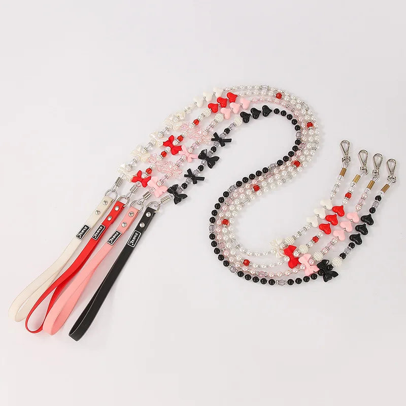 Small Cat Dog Wrap Tape Wire Rope Handmade Beaded Leash