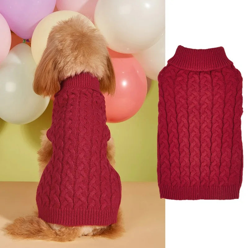 Solid Color Knit Dog Sweater for Teddy Bichon Two Legs