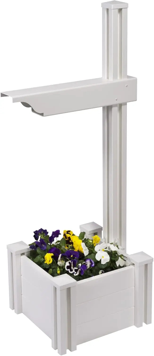 4.5ft No Dig Zippity Majestic Mailbox Post with Planter Box White Vinyl Decorative Post for Mailboxes Outdoor Architectural Post with Flower Box