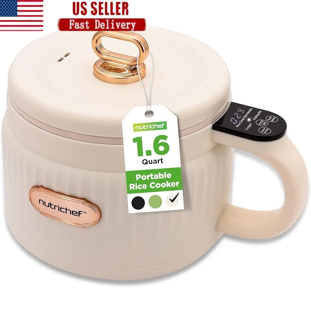 1.6 Qt Portable Electric Rice Cooker Nonstick Ceramic