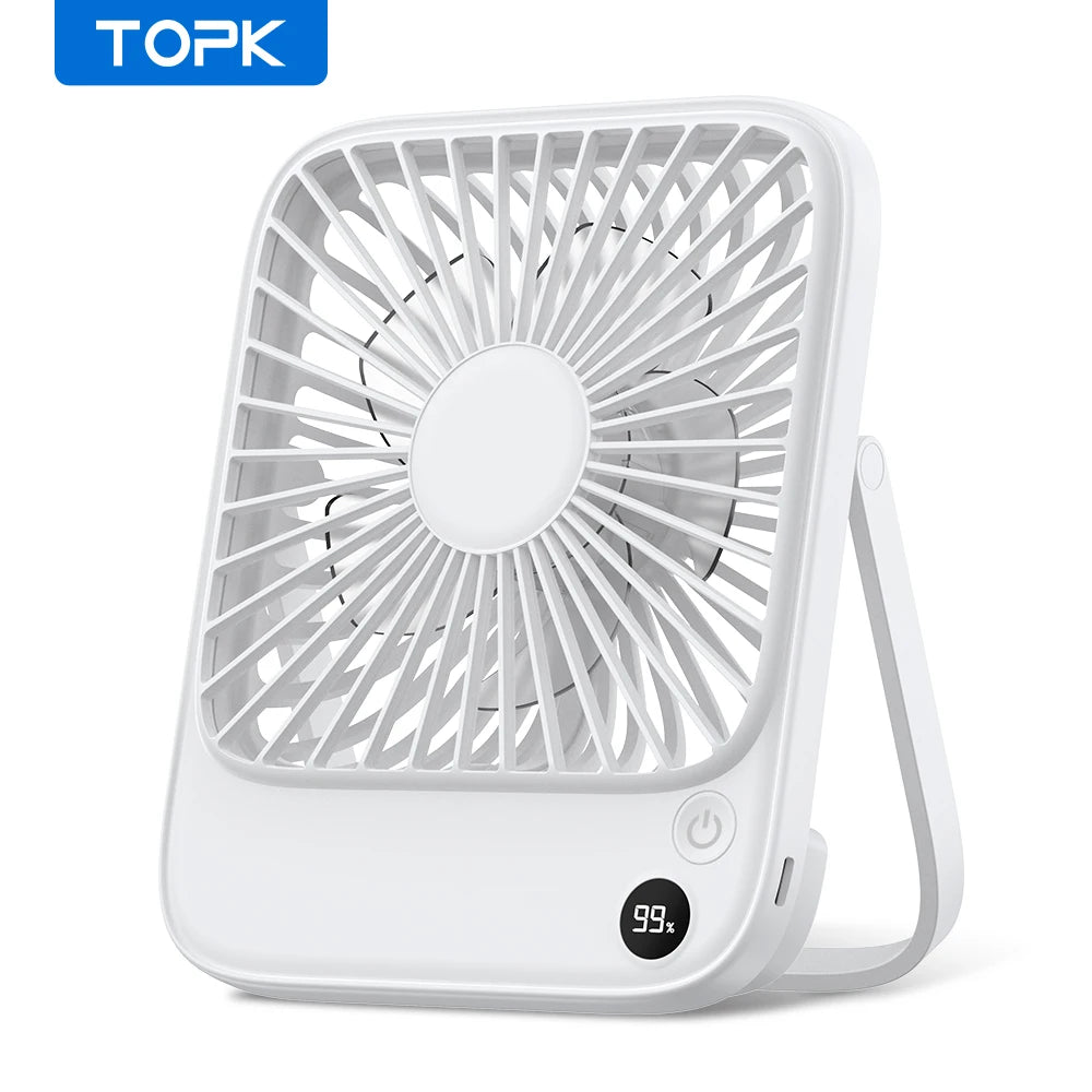 Topk Rechargeable Portable Fan Usb Camping 2000mAh Silent