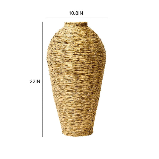 22 Inch Woven Faux Seagrass Floor Vase Indoor Decor