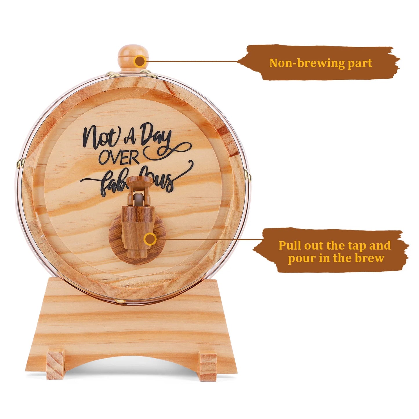 3L Engraved Oak Aged Whiskey Barrel With Stand Bung Spigot