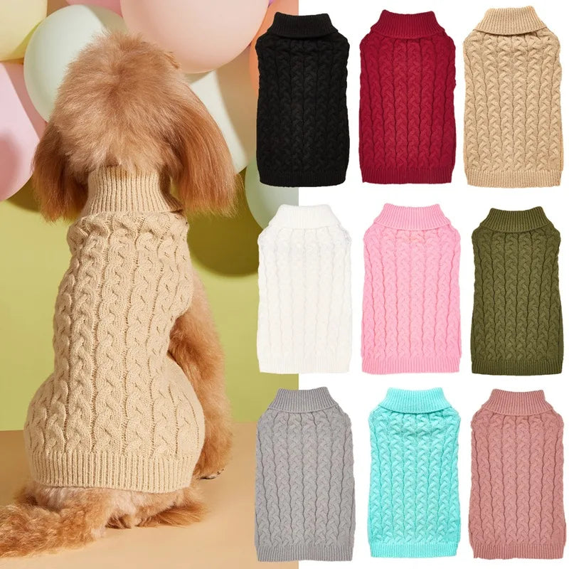Solid Color Knit Dog Sweater for Teddy Bichon Two Legs