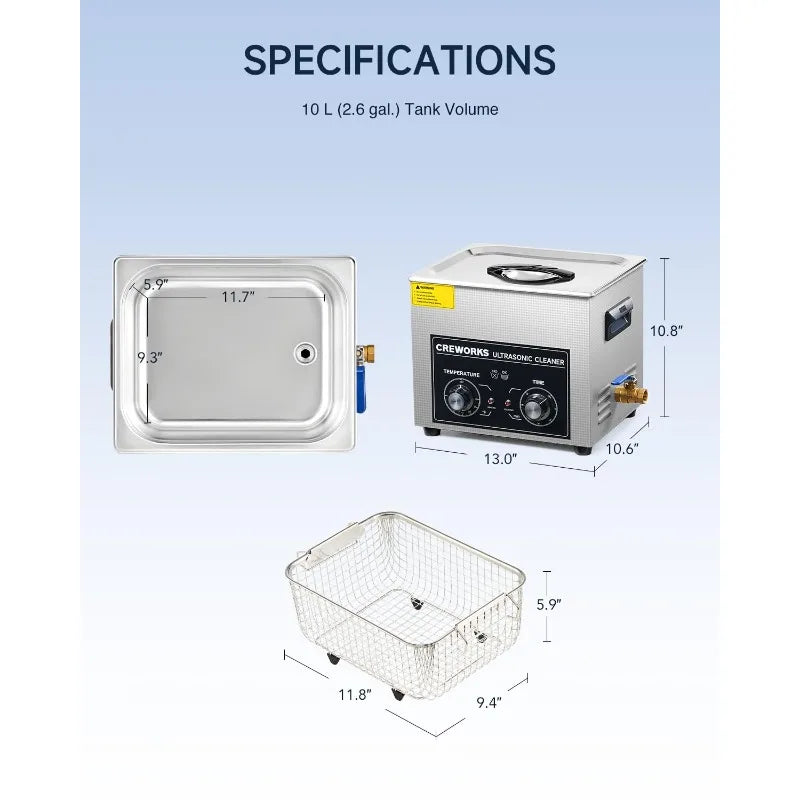 10L Ultrasonic Cleaning Machine With Heater And Timer 240W
