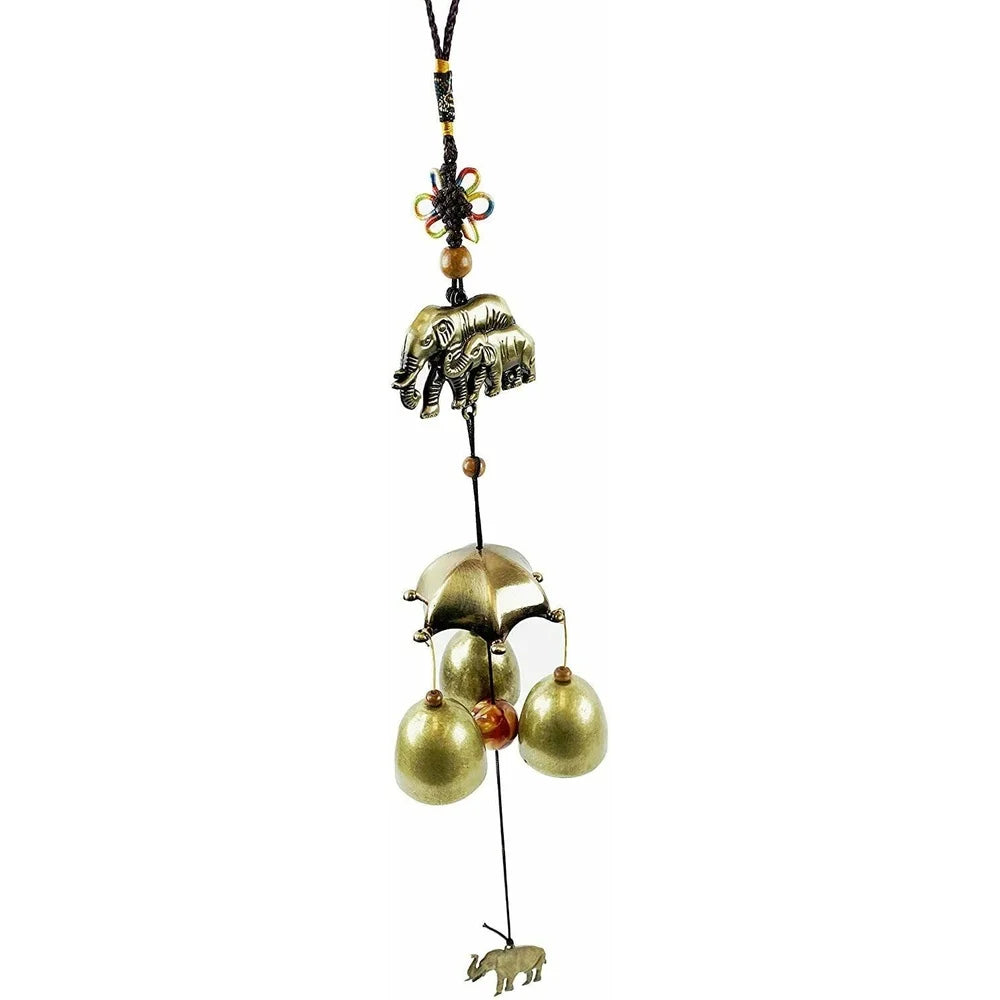 Yard Patio Wind Chime Elephants With Brass Bells Feng Shui