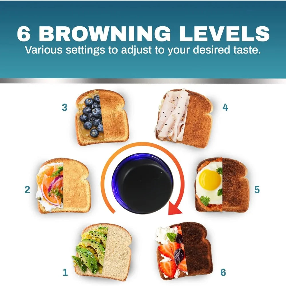 Long Slot 4 Slice Toaster with Countdown Timer and 6 Settings - Ultimate Objects