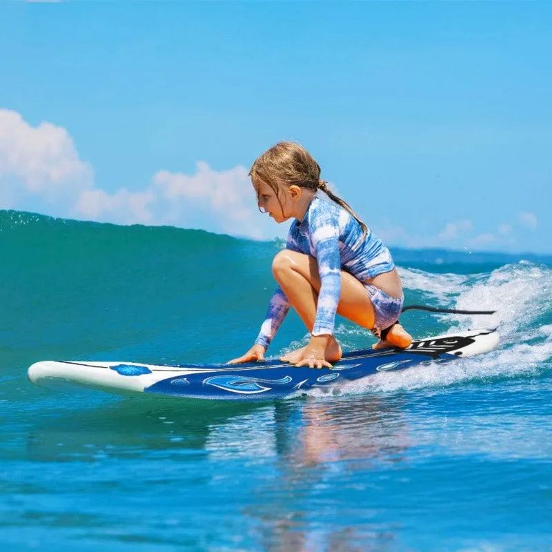 GYMAX 6 Ft Stand Up Paddle Board With Removable Fins And Safety Leash Lightweight Non Slip Surfboard For Teens And Beginners