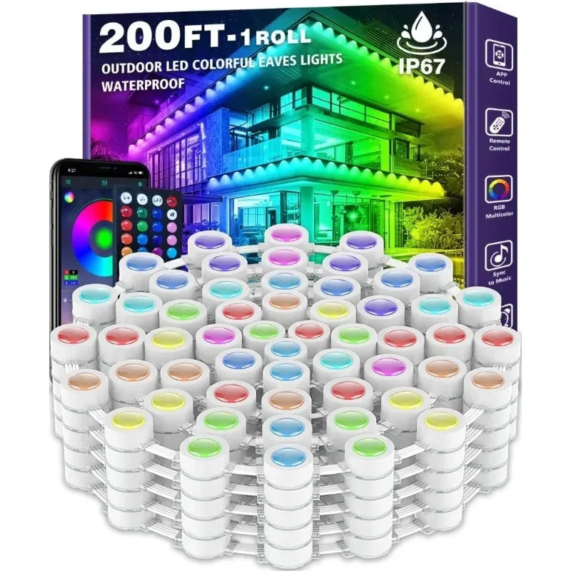 App Remote Christmas 200Ft Outdoor RGB LED Eaves Light IP67