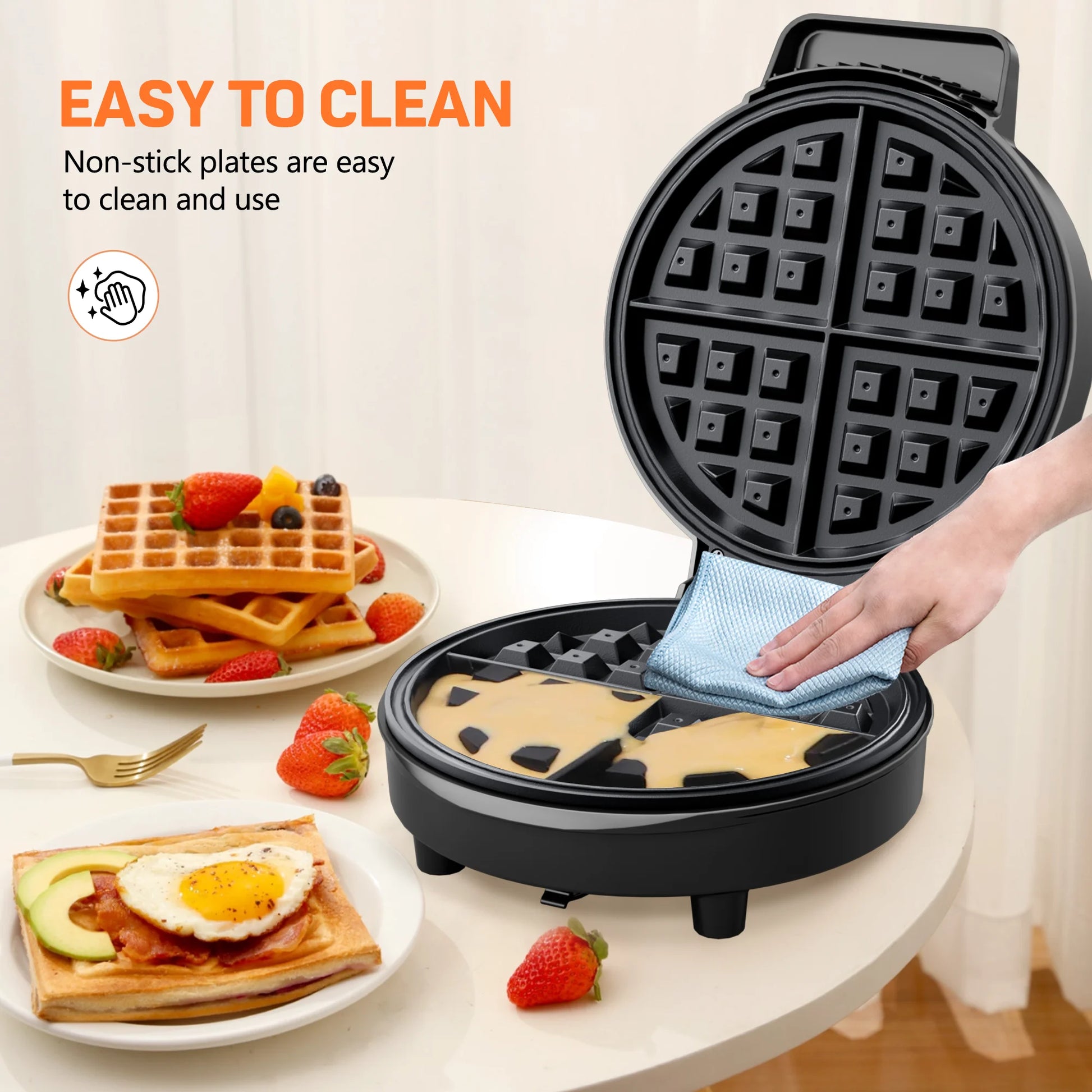 Electric Nonstick 8-inch Waffle Maker for Belgian Waffles - Ultimate Objects