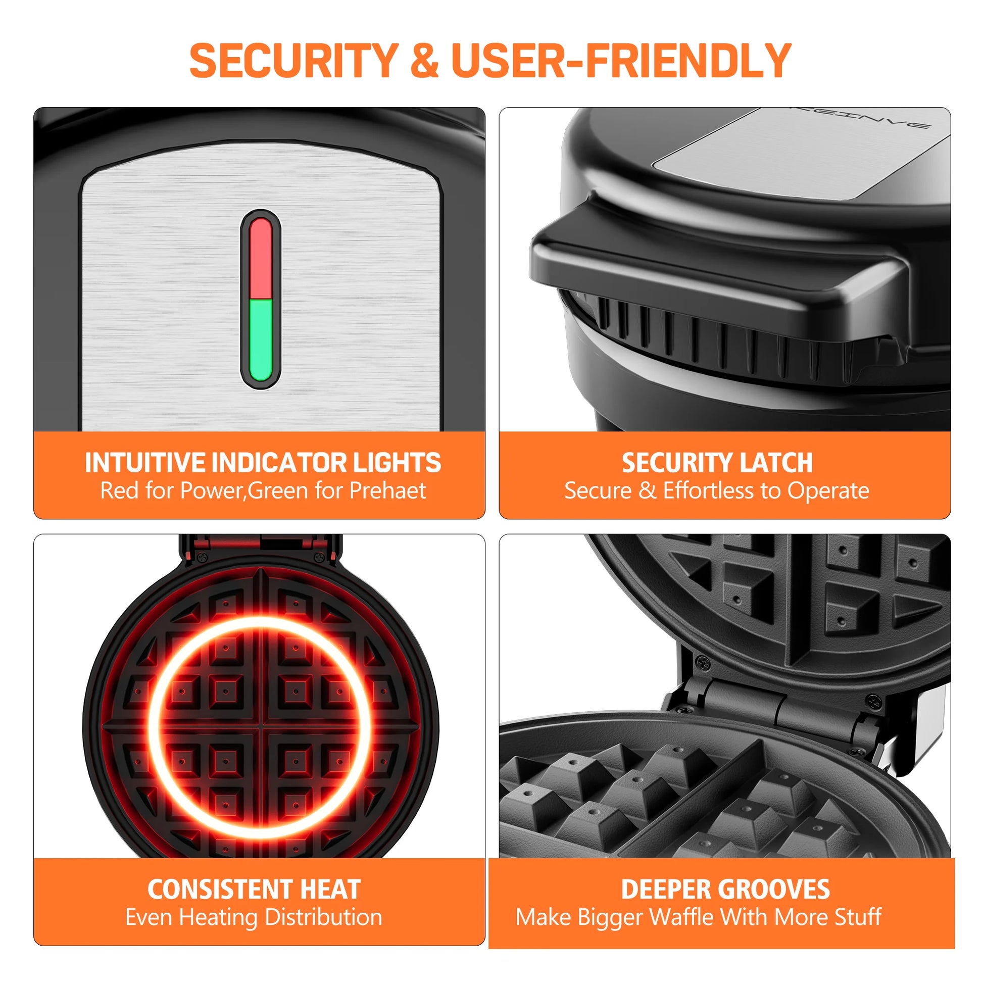 Electric Nonstick 8-inch Waffle Maker for Belgian Waffles - Ultimate Objects