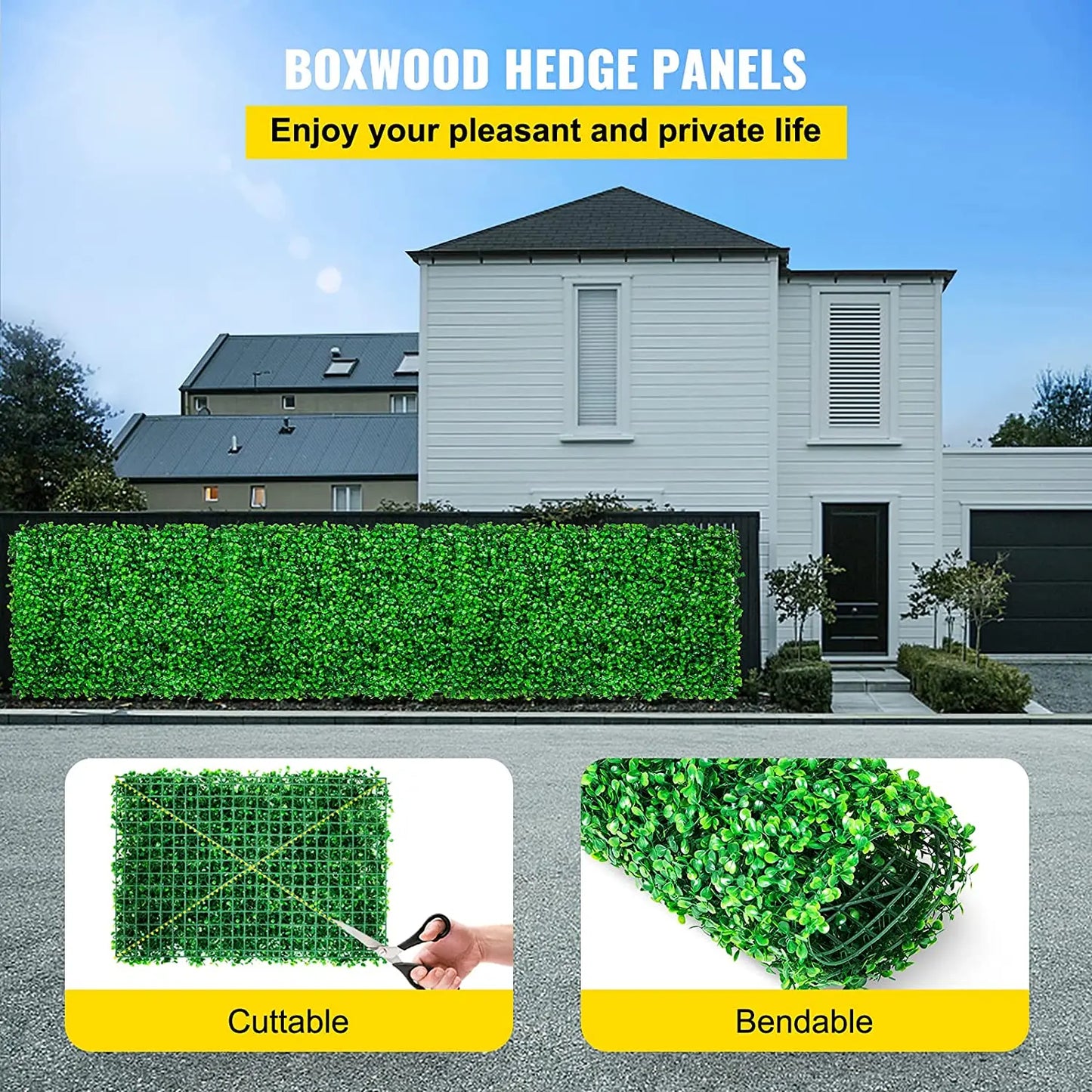 SucceBuy Boxwood Hedge Panels Artificial Plant Wall Decor