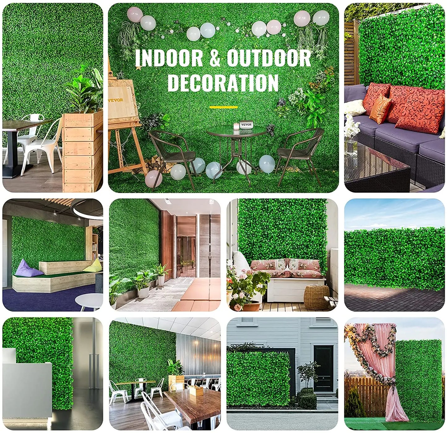 SucceBuy Boxwood Hedge Panels Artificial Plant Wall Decor