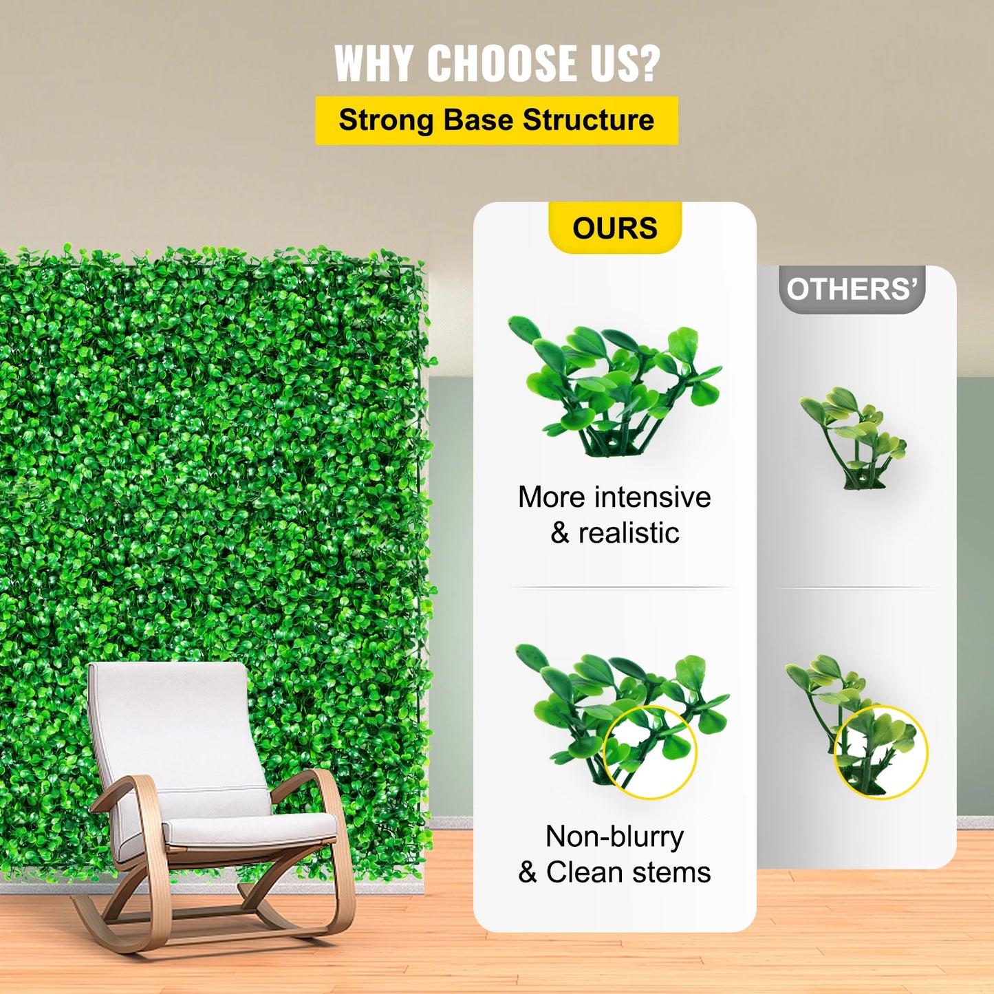 SucceBuy Boxwood Hedge Panels Artificial Plant Wall Decor