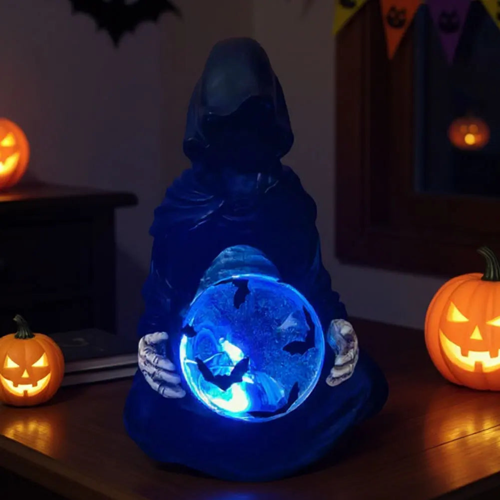 Death Gods Crystal Ball Grim Reaper Statue Halloween Decor