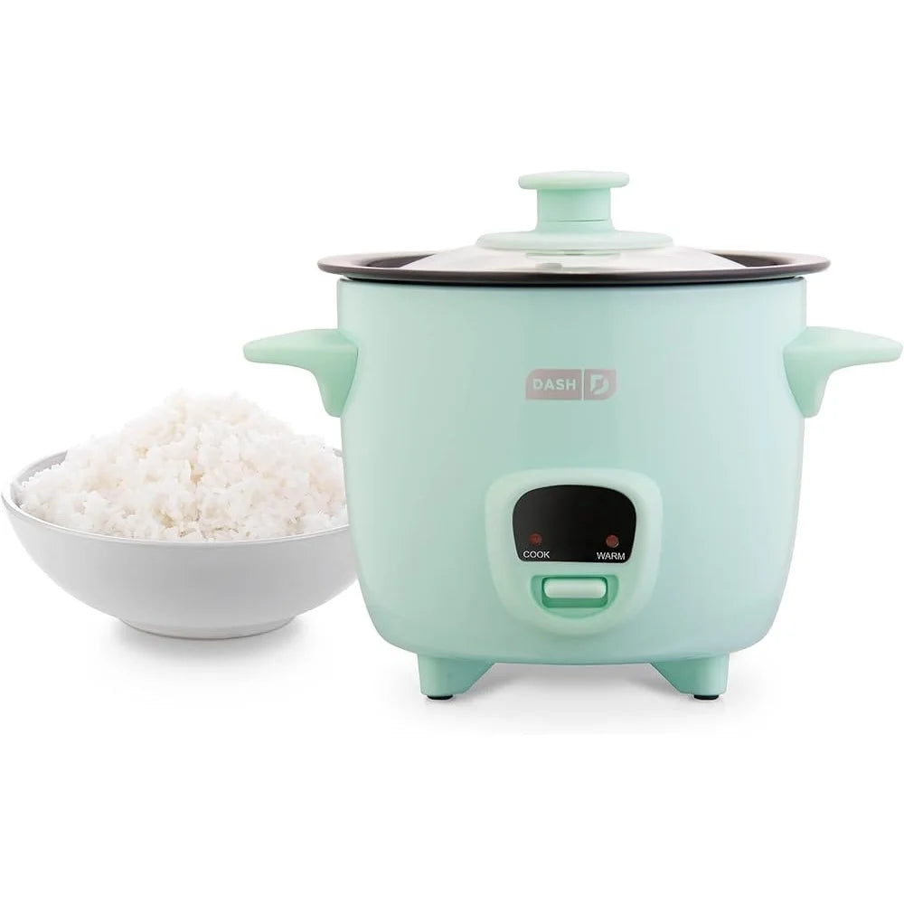 Mini Rice Cooker Steamer Nonstick Pot 0.5 Qt Keep Warm
