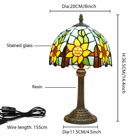 Tiffany Dragonfly Table Lamp 8 Inch Stained Glass Lampshade