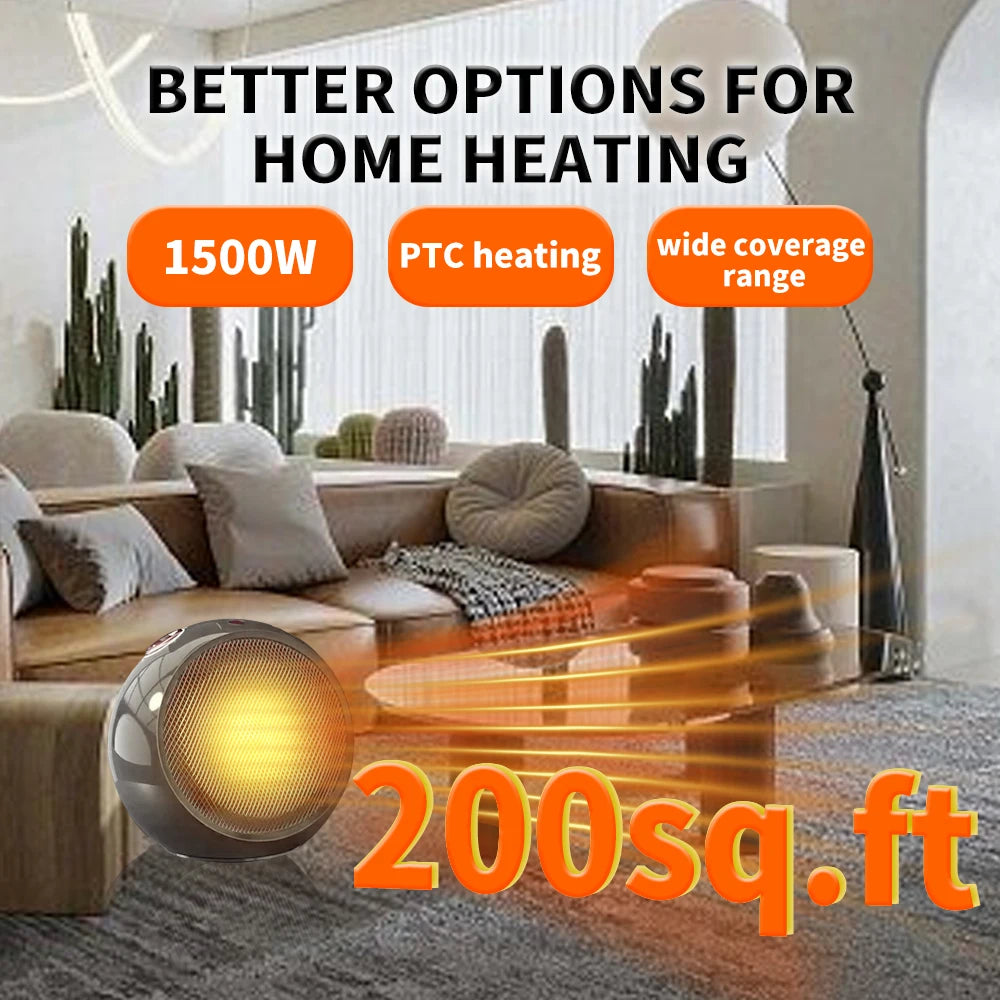 1500W Portable Electric Space Heater With Thermostat 1S