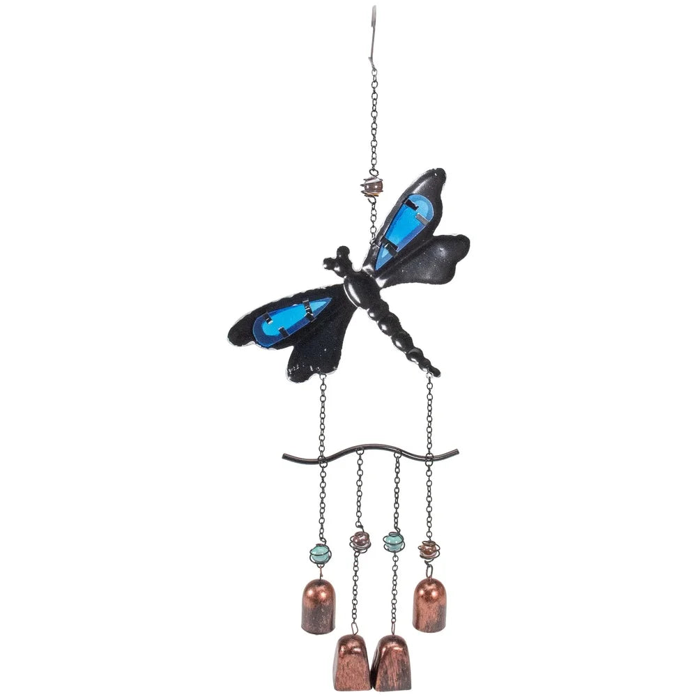 Purple Bronze Dragonfly Wind Chimes Outdoor Garden Decor