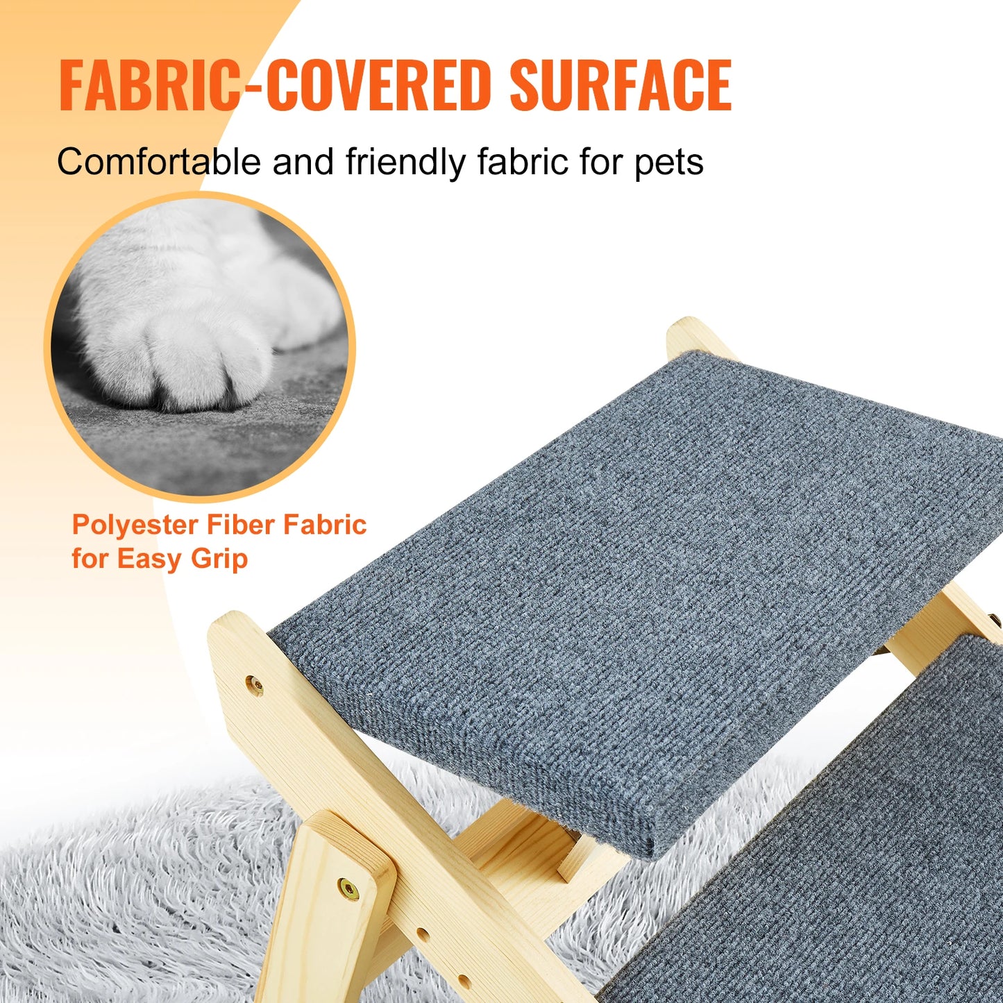 SucceBuy Wooden Pet Steps And Ramp 2 In 1 Foldable