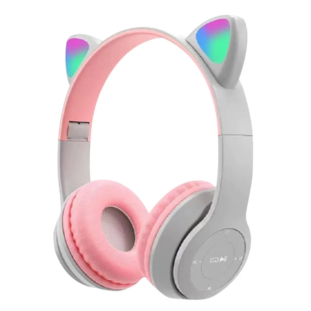 Wireless Cat Ear Headphones Bluetooth Glow Light For Kids