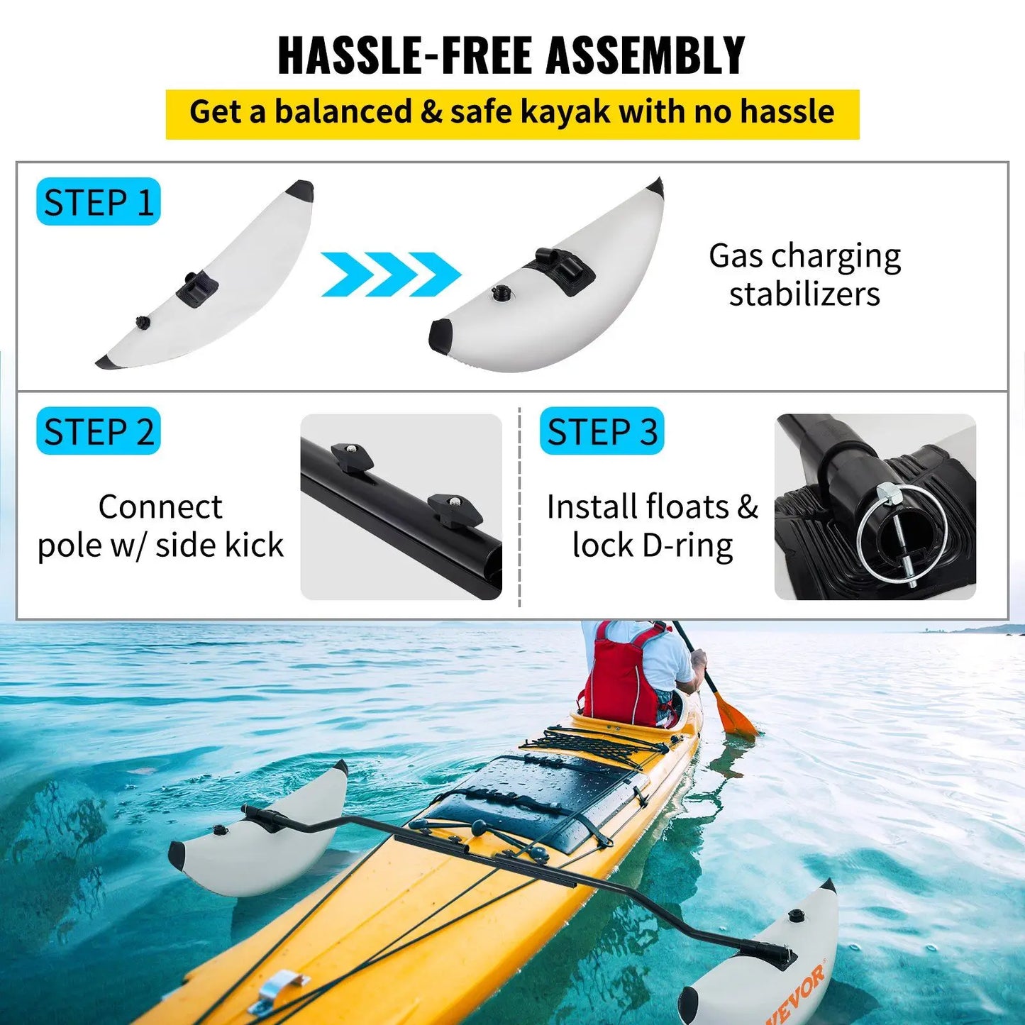 PVC Inflatable Outrigger Float With Sidekick Rod For Canoes