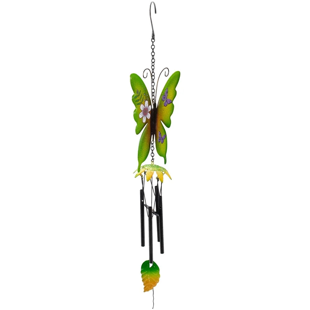 Metal Butterfly Outdoor Wind Chimes 4 Tube Decoration
