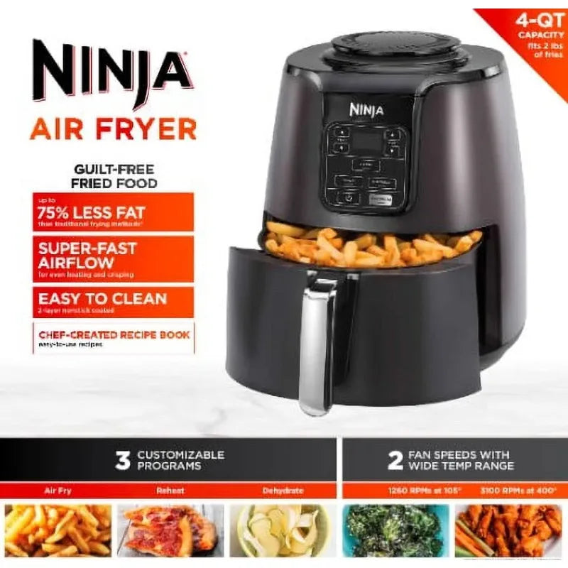 Ninja 4 Qt Air Fryer Nonstick Basket Crisper Plate Black