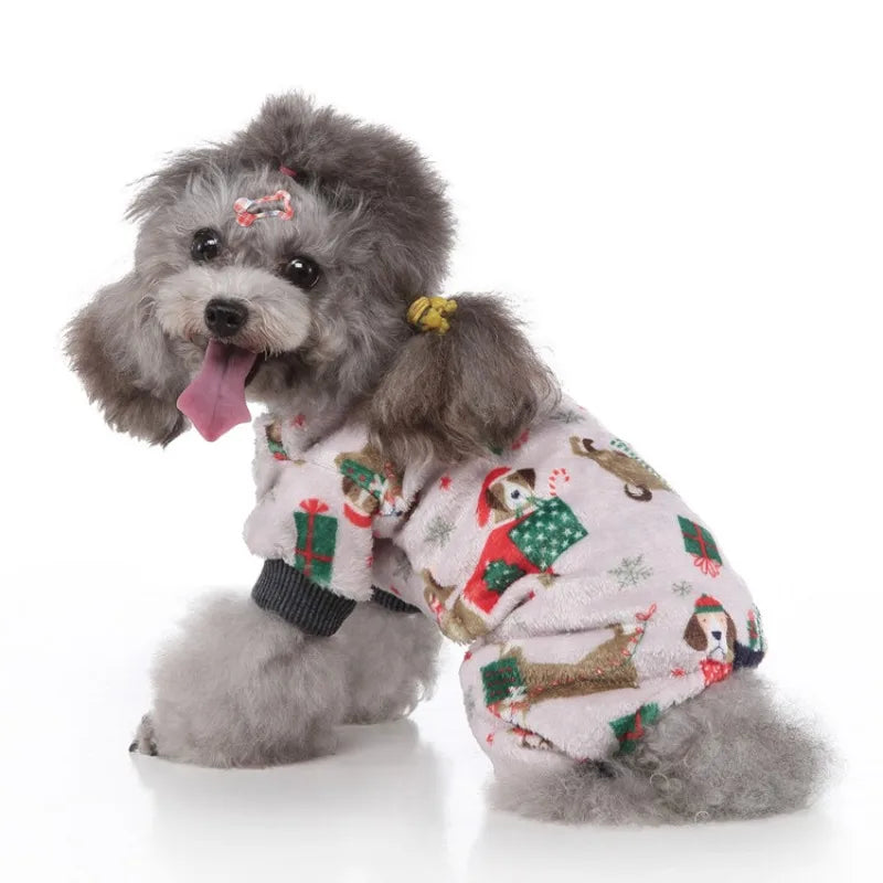 Four Legged Christmas Dog Coat Fleece Snowflake Elk Design