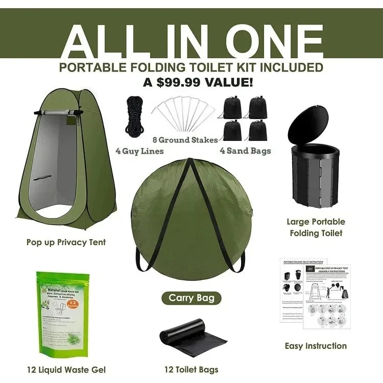 Portable Toilet Kit For Adults Pop Up Tent X Large