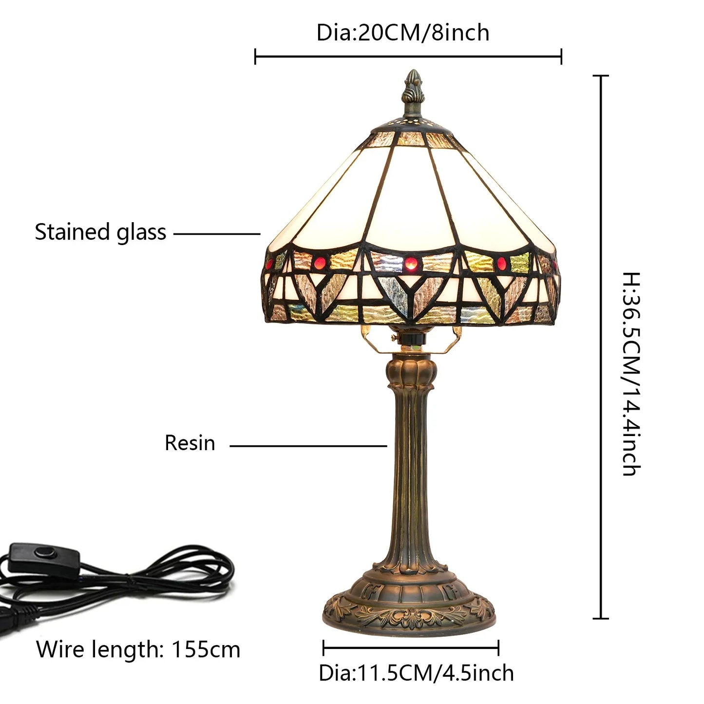 Eight Inch Tiffany Dragonfly Desk Lamp Stained Glass Bedside