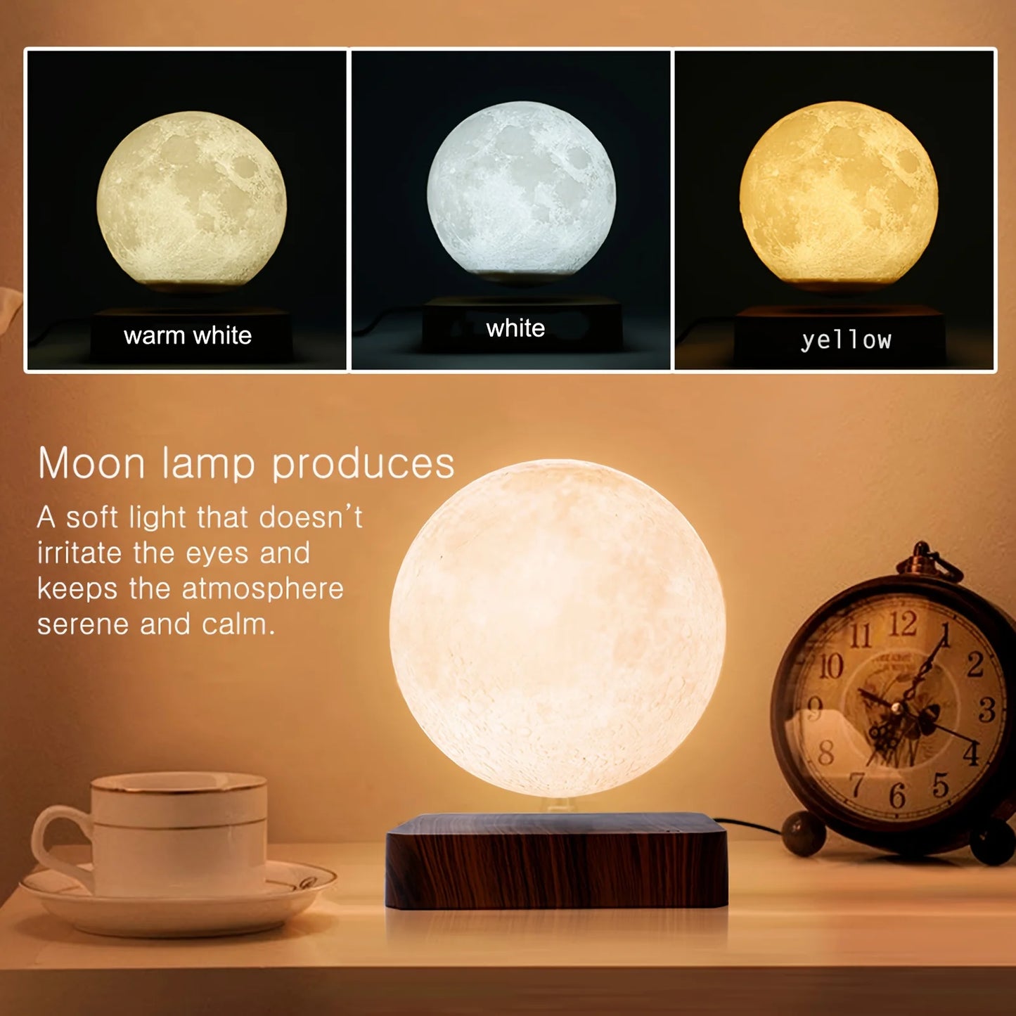 Magnetic Floating Moon Lamp With Base 3D LED Night Light