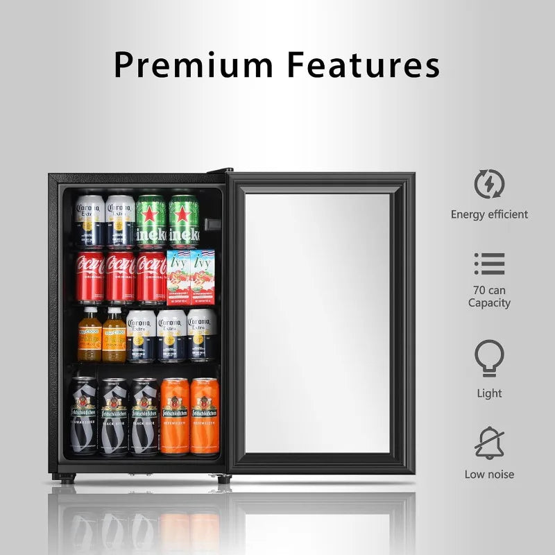 Beverage Refrigerator 2Point3 Cu Ft Glass Door Mini Fridge