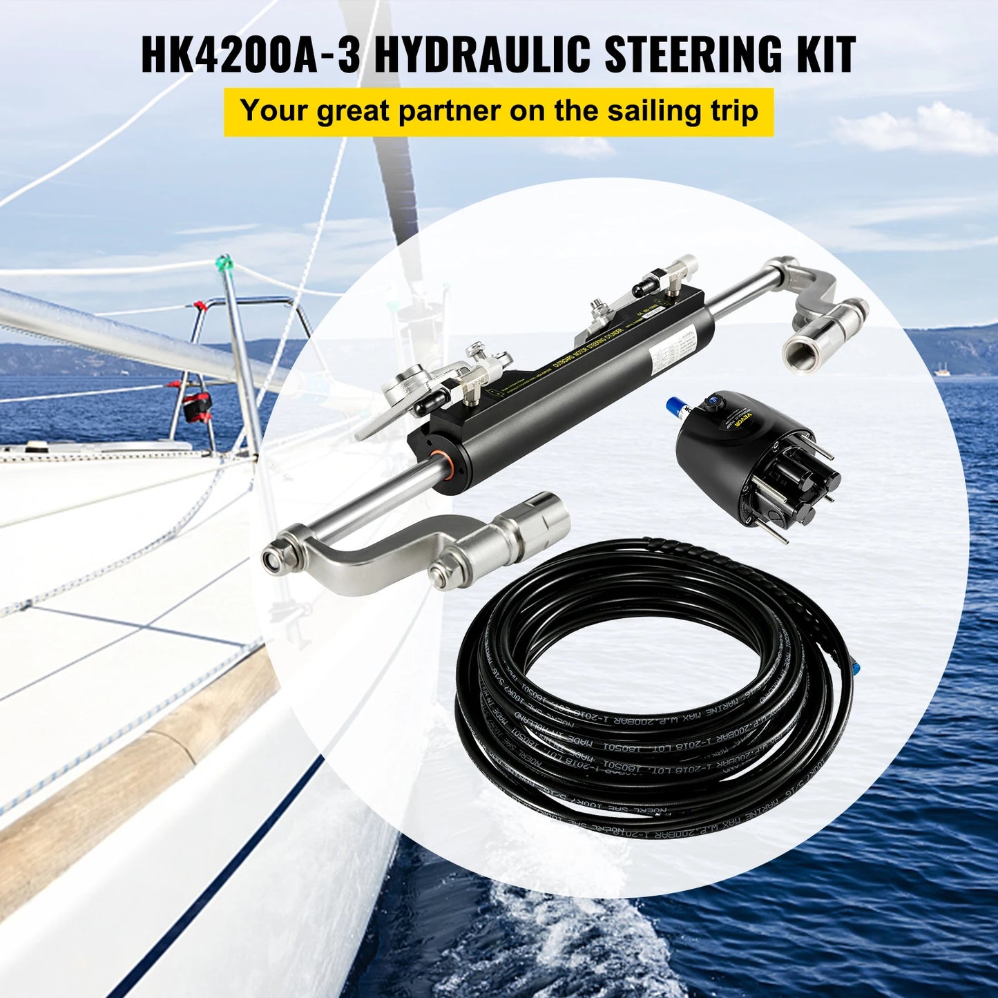 Vevor 300HP Outboard Hydraulic Steering Kit With Cylinder